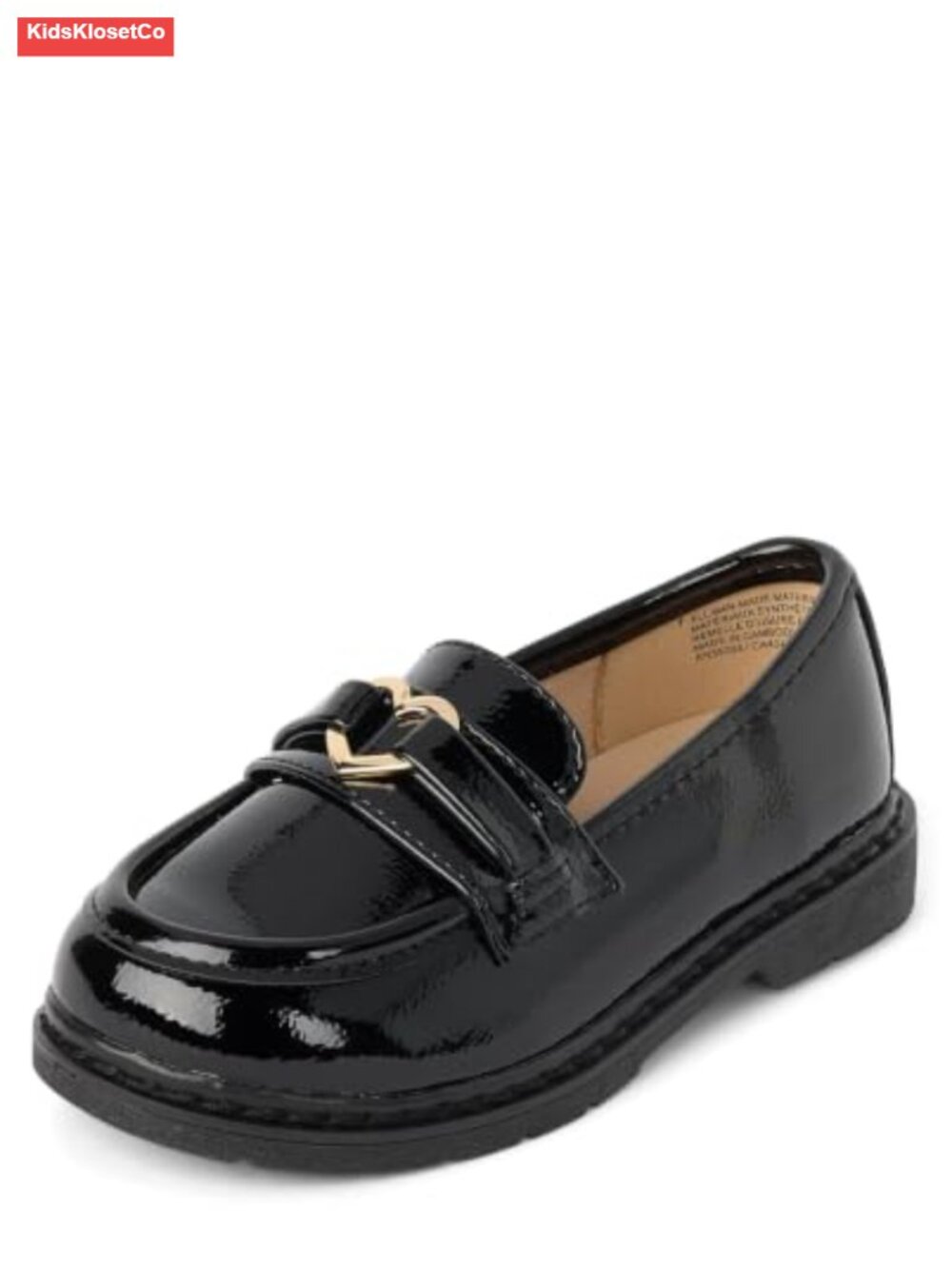 Girls Toddler Slip-On Faux Leather Loafers with Heart Detail